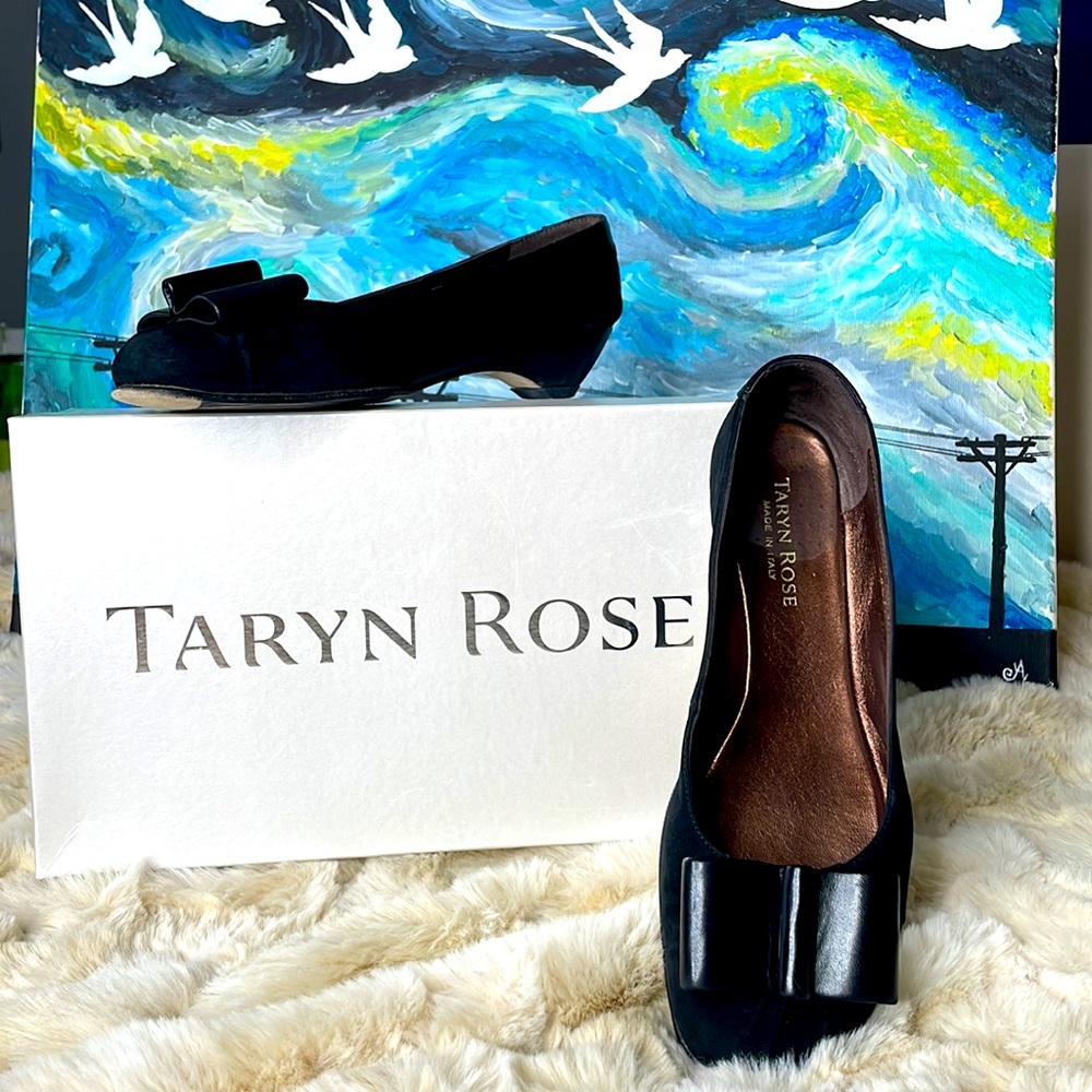 {Taryn Rose} Kali Flats with Slight Heel and Toe Bows